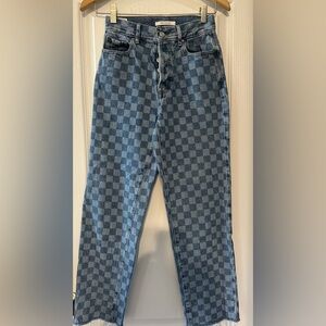 PacSun checkered jeans high rise straight size 24